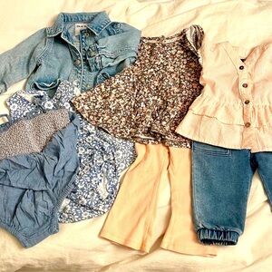Girls' Clothing Bundle with Floral and Denim